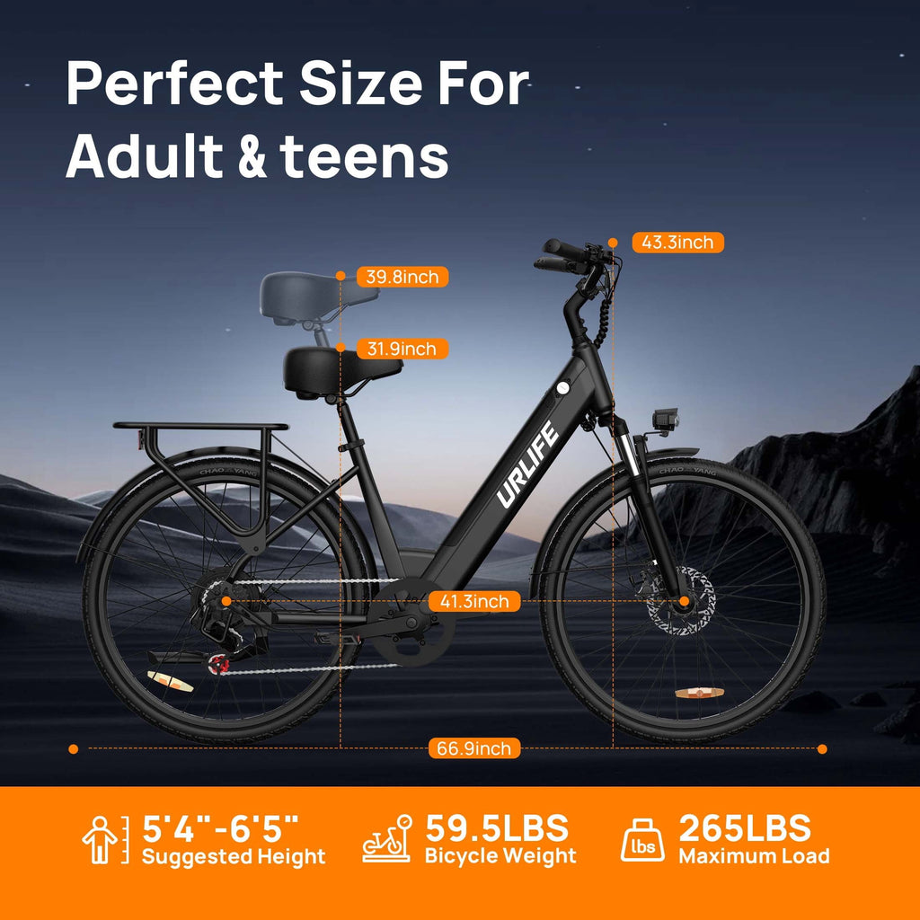 26 Electric Bike for Adults,750W Peak Motor,48V 10.4Ah Removable Battery, 60 Miles Range, 7-Speed City Commuter Ebike,UL2849