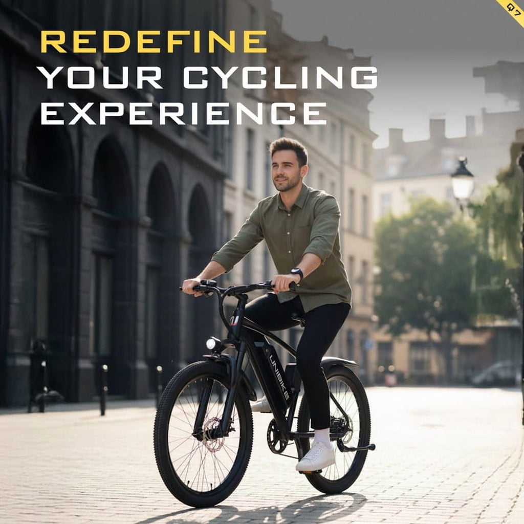 Unibike 400W Electric Bike for Adults, 26'' Mountain Ebikes, 36V10AH Removable Battery, 7-Speed E-Bicycle, Front Suspension, Black