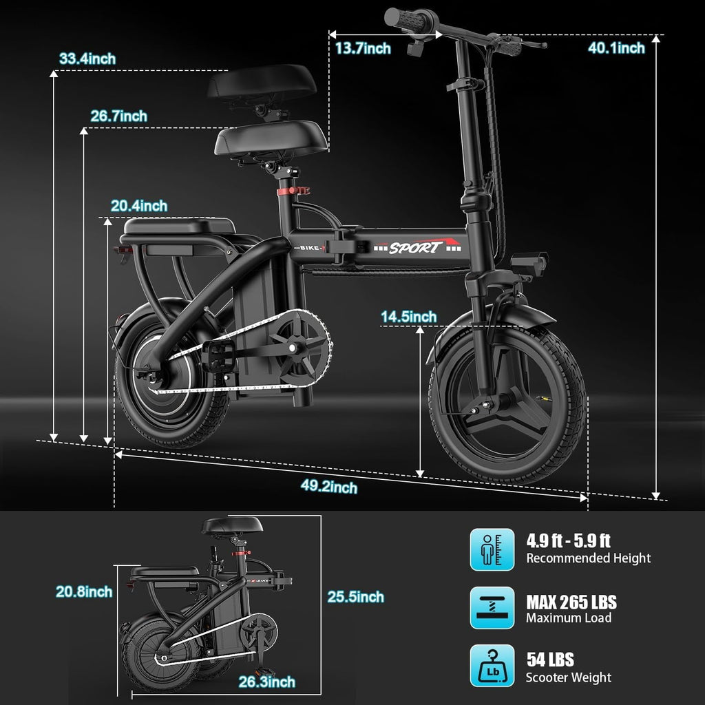Electric Bike for Adults, 48V 10AH Removable Battery, 20MPH 25Miles Commuting Ebikes for Women Men, 500W Brushless Motor