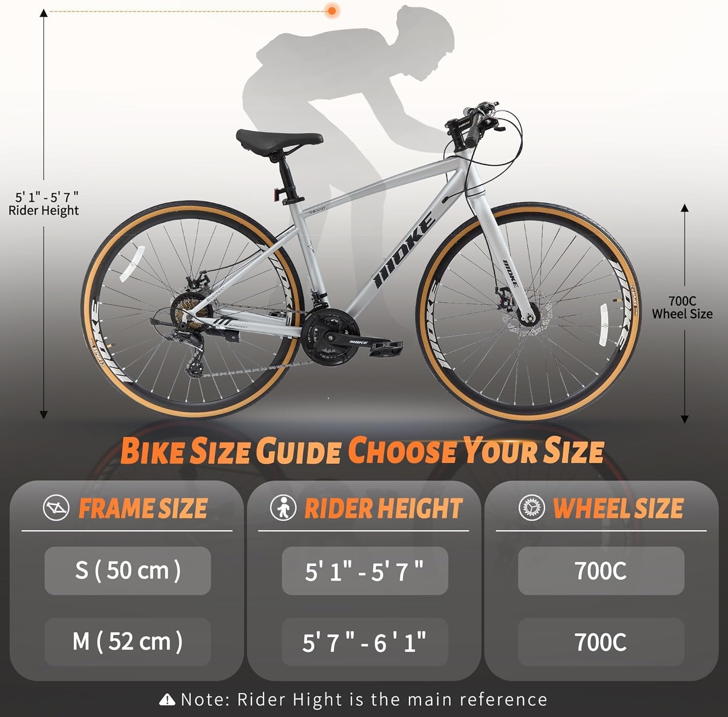 Mens Road Bike, NEORIVER 700C 24-Speed Hybrid Bike for Adults, Features Dual Disc Brakes, Trigger Shifting, Internal Wiring & Lightweight Frame for City Commuting