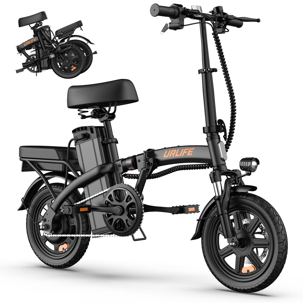 URLIFE 14Folding Electric Bike for Adults,500W Peak Motor,48V 7.5AH Removable Battery,Mini Ebike for Adults City Commuter,UL2849-Black