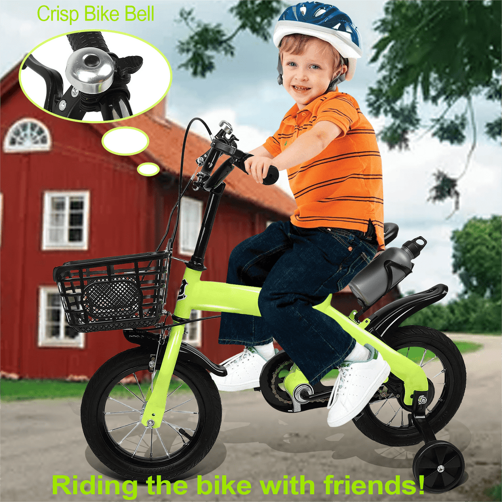 12 inch Kids Bike with Training Wheels, Children Bike with Adjustable Handlebar, Kids Bicycle for Boys Girls Toddlers Age 3-5, 2-in-1 Red Toddler Bike