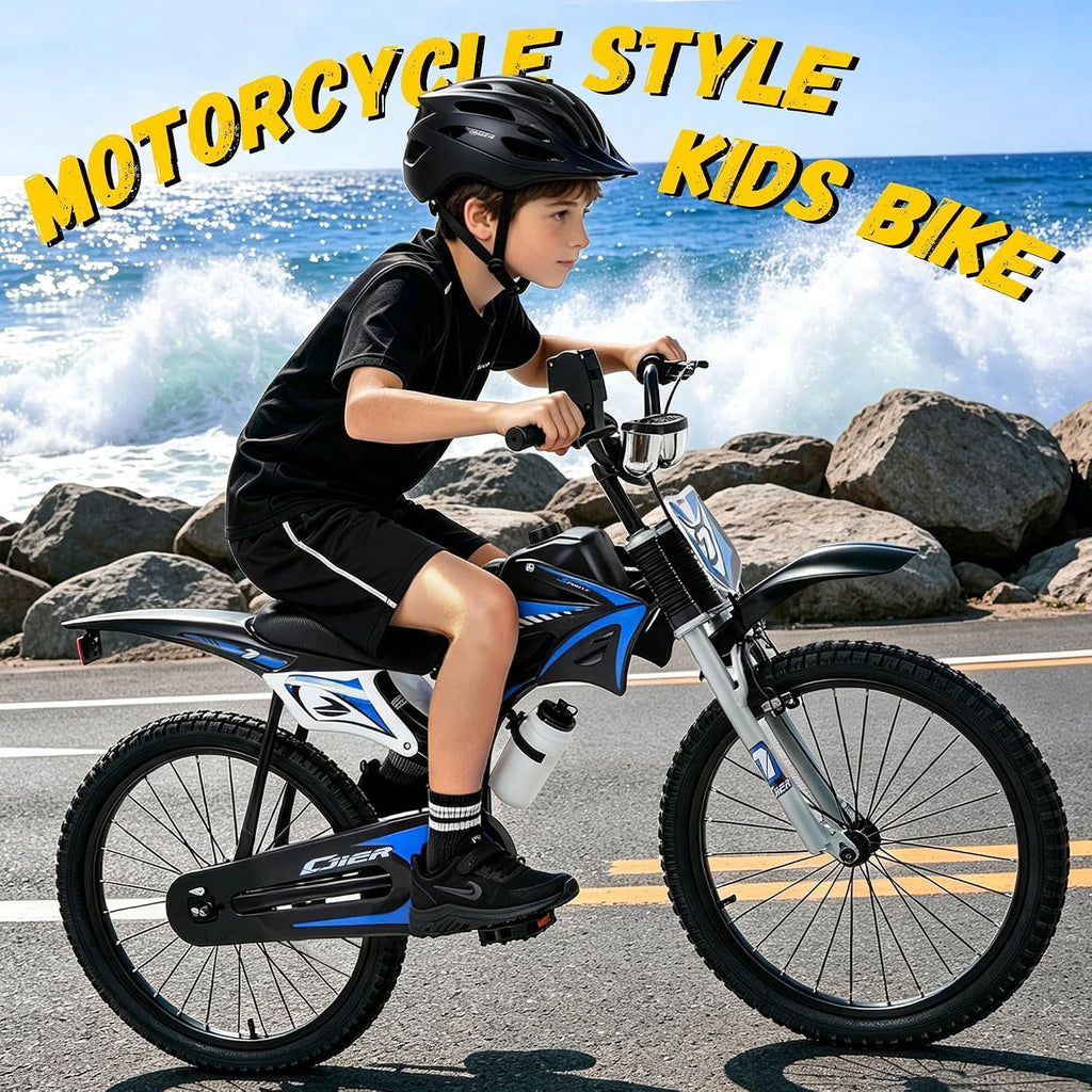 NEORIVER 12 Inch Motocross Style Kids Bike – Training Wheels, Sound Horn, Number Plate & Dashboard Included – Easy Assembly – Ages 3-12 Boys Girls