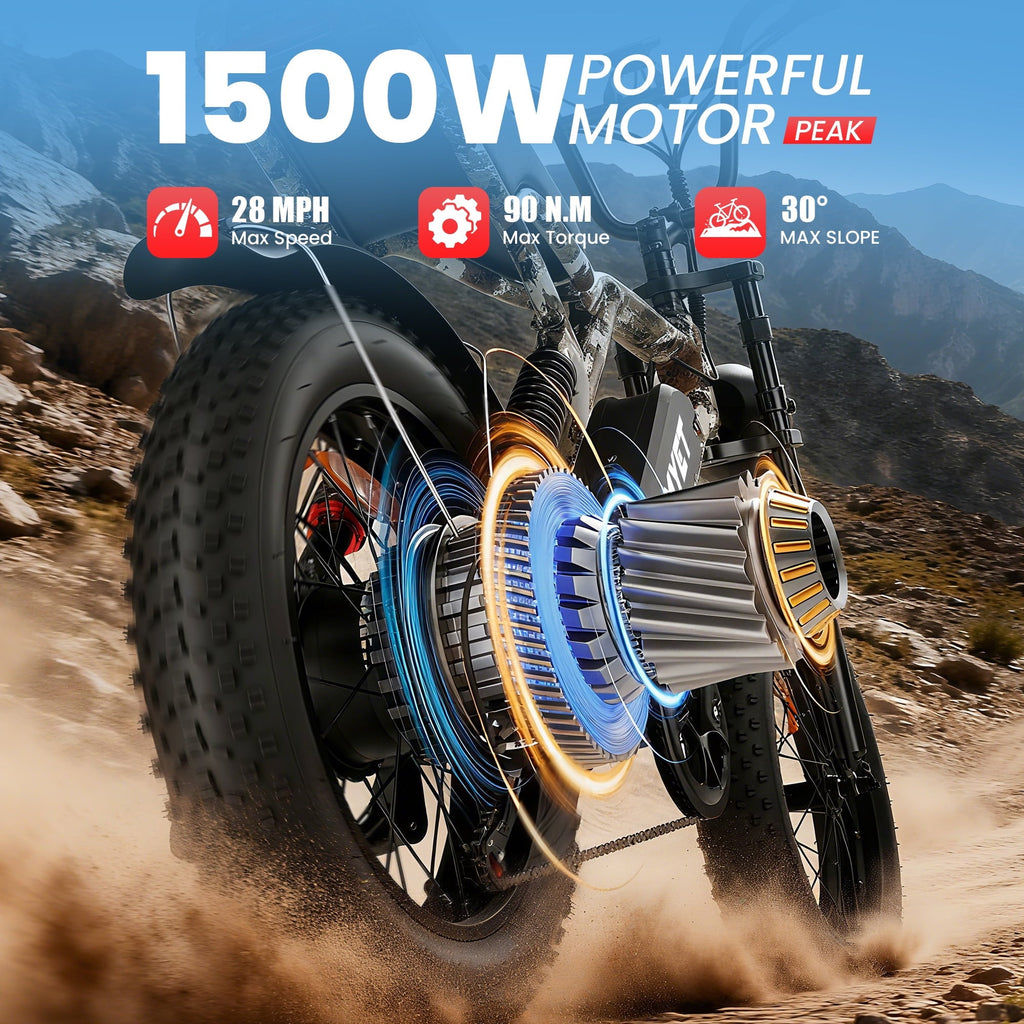 AMYET S8-S Electric Bike 1000W(1500W Peak), 48V 20Ah, 20x4.0 Fat Tire Ebike for Adults, Hydraulic Disc Brakes E-Mountain Bicycle, UL2849