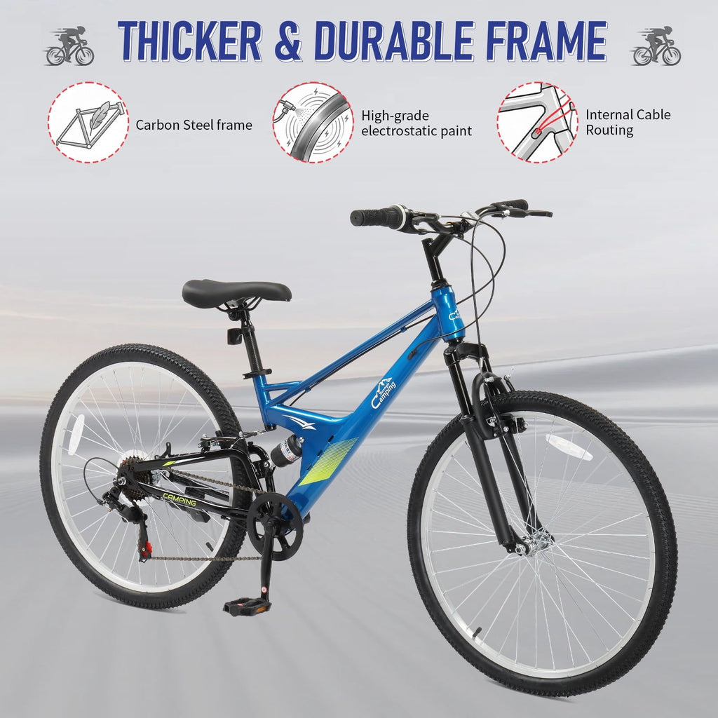 Ktaxon 26 inch 7 Speed Mountain Bike for Adult, Dual Shock Absorbers, Dual V Brake, Black