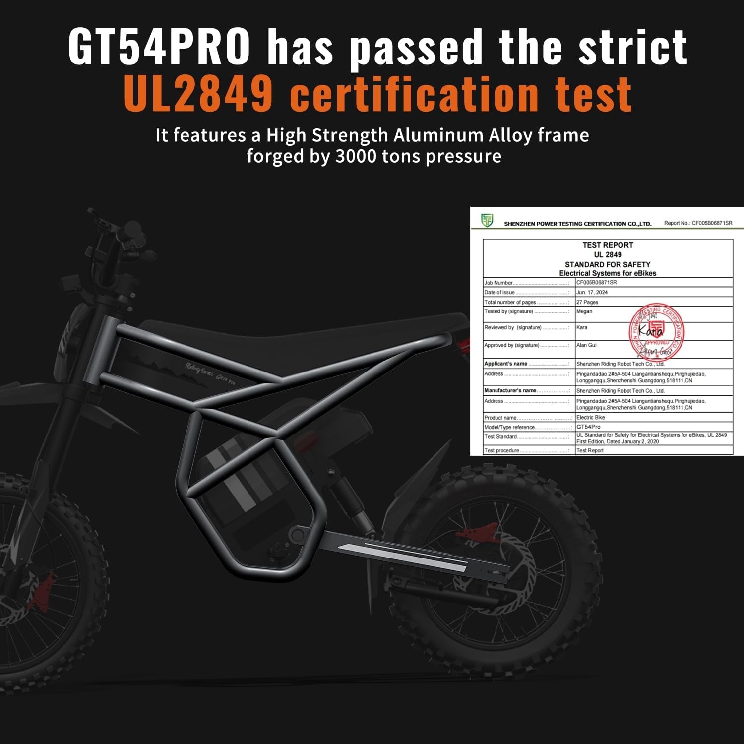 Riding'times GT54 PRO Electric Dirt Bike for Teens Adults,60V 25AH 40MPH Ebike with 14/12 Motorcycle Tire,3000W Dual Hydraulic Brakes Mountain Off-Road Dirtbike