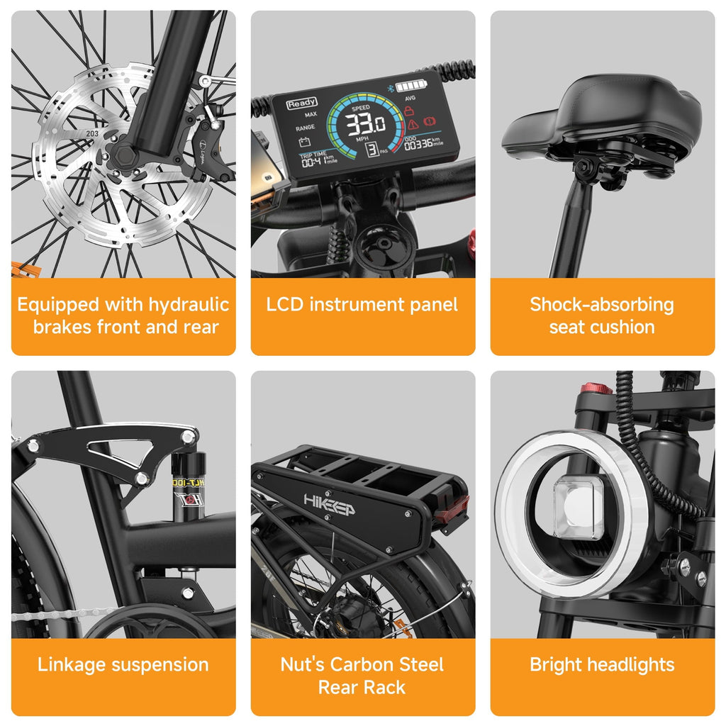 HiKeep Electric Bike for Adults, 2000W 4000W Peak Motor, 48V 25Ah Removable Lithium Battery, 26x4 Fat Tire E-Bike, 7-Speed Shimano, Full Suspension, Rear Rack, UL 2849, Black