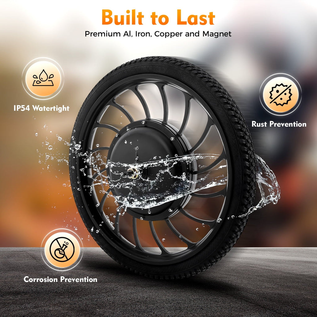 1000W Electric Bicycle Motor Wheel – High-Speed E-Bike Hub with 7-Speed Freewheel, 88.7% Efficiency, IP54 Waterproof, and 35N.m Torque