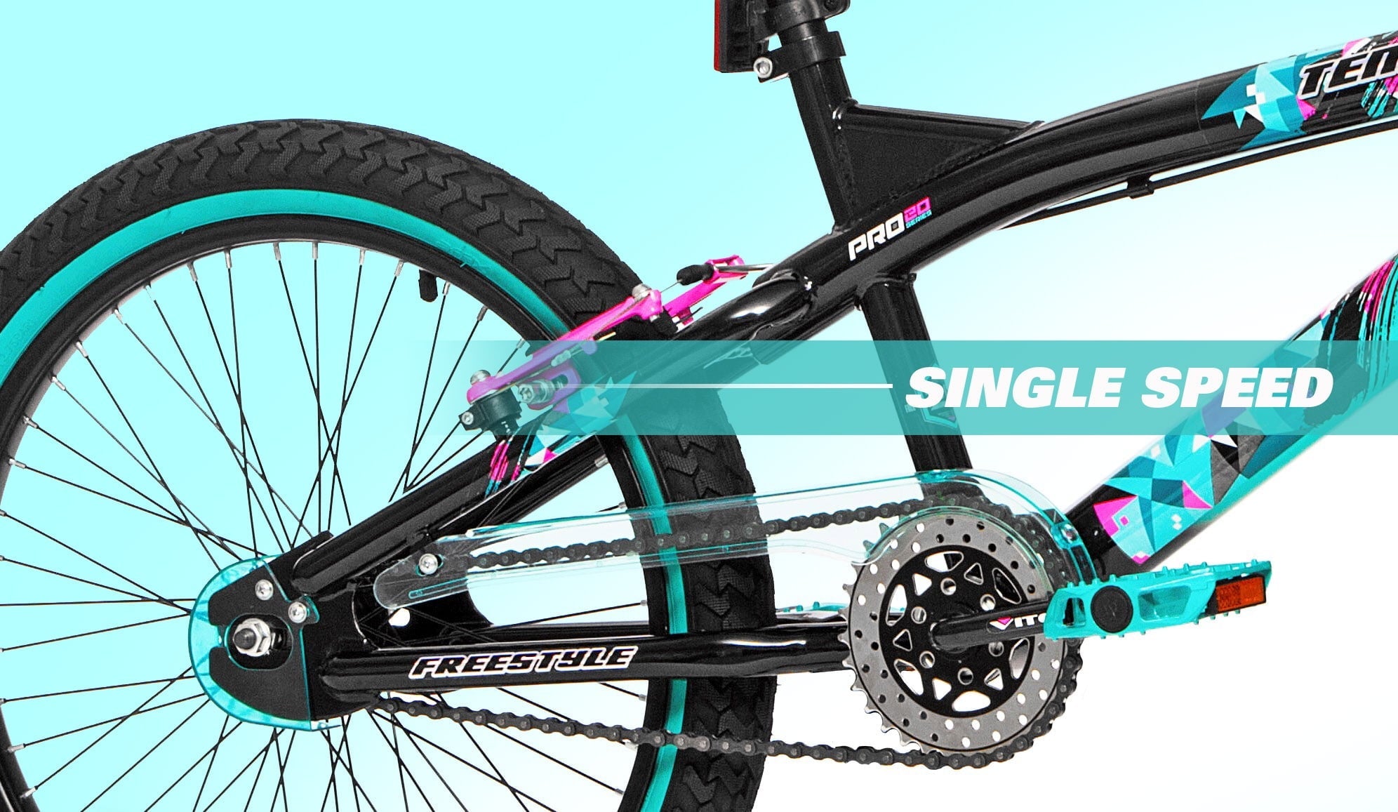 20 Kent Tempest BMX Bicycle, Fits Riders 4'2 - 5', Black/Aqua, Child, Unisex