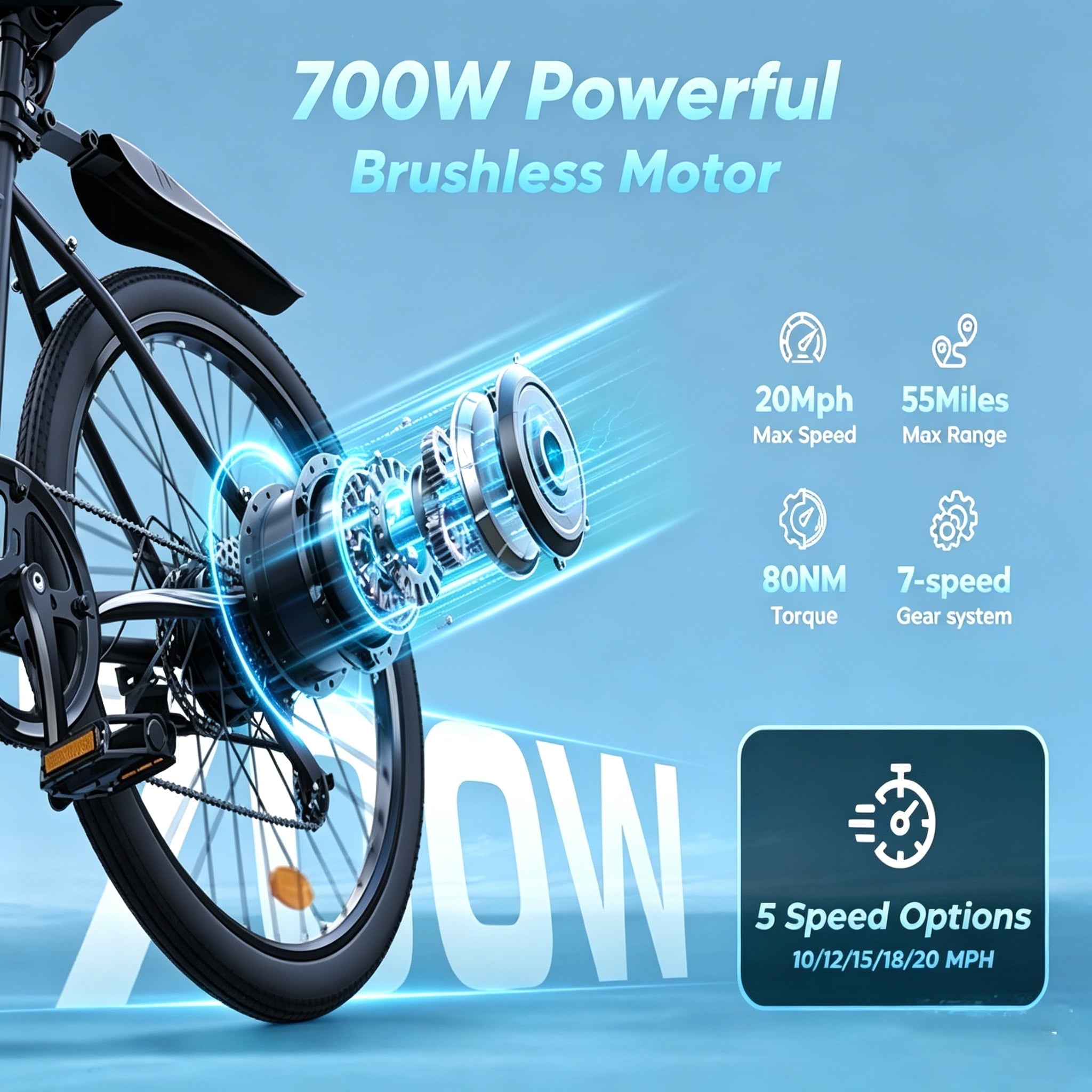 iScooter Electric Bike for Adults 20 Mph, 30+Miles Electric Bicycle,500W Electric Bike with 36V 10.4Ah Battery, 5-Speed, 26 Tires and Front Fork Suspension