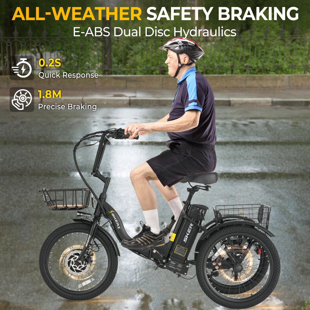 Electric Scooter Tricycle for Adults, 20” Folding Electric Trike,3 Wheels Electric Bicycle Bikes, Peak 1000W Step-Thru Etrike with 36V 13Ah UL2849  Removable Battery and Large Basket for Women Men