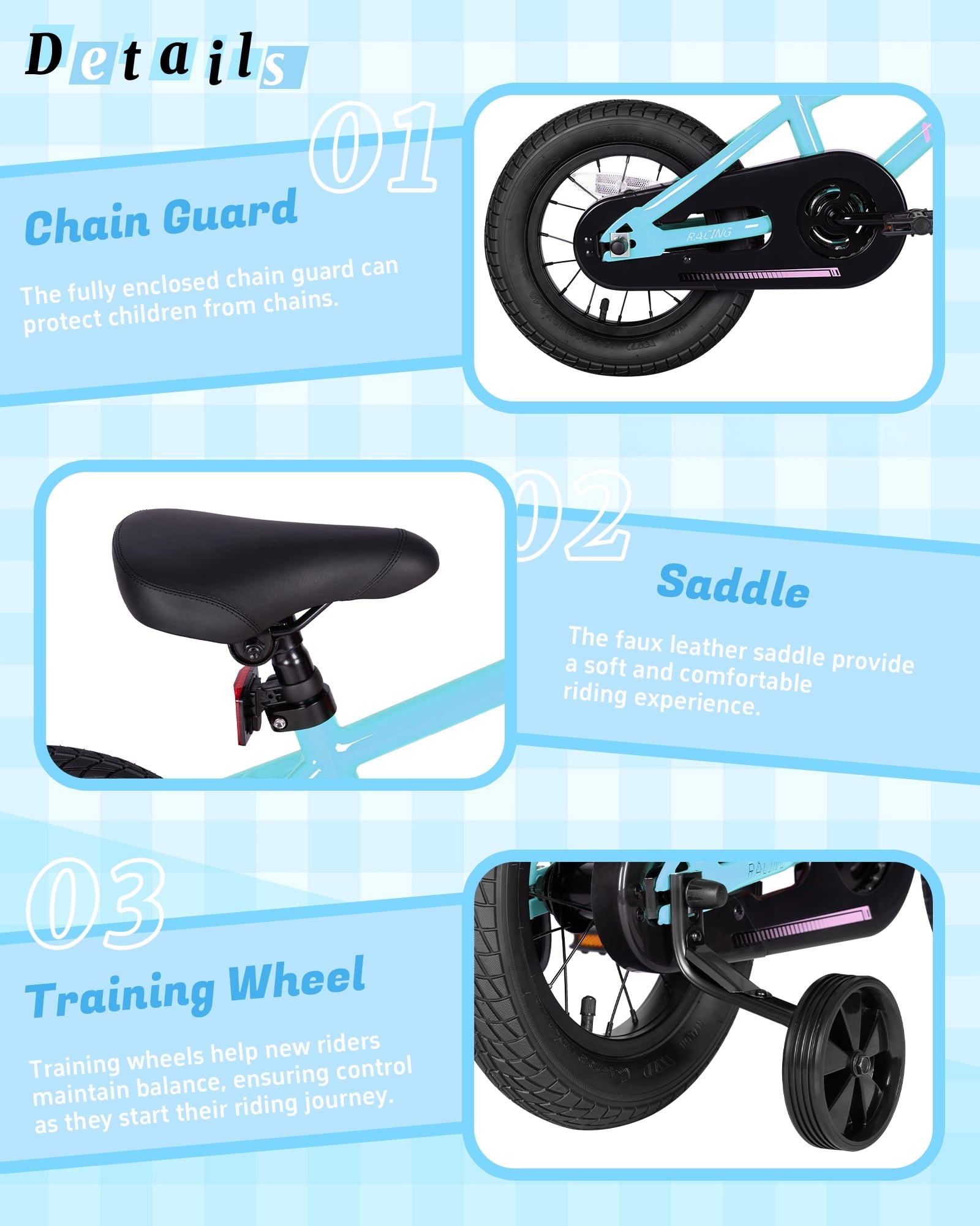 Vollsch BMX Style Kids Bike for 2-8 Years Old Boys Girls 16 Inches Toddlers Bicycle with Coaster Brake Training Wheels, Black