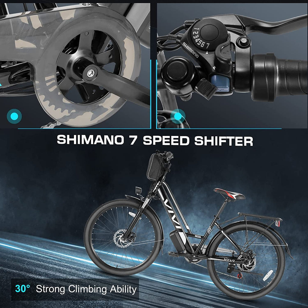 Vivi Electric Bike 26 City Commuter Electric Bike 48V 500W Step-Through Electric Bike 19.8MPH Electric Cruiser Bike Beach Bike with Cruise Control, UL2849 Certified
