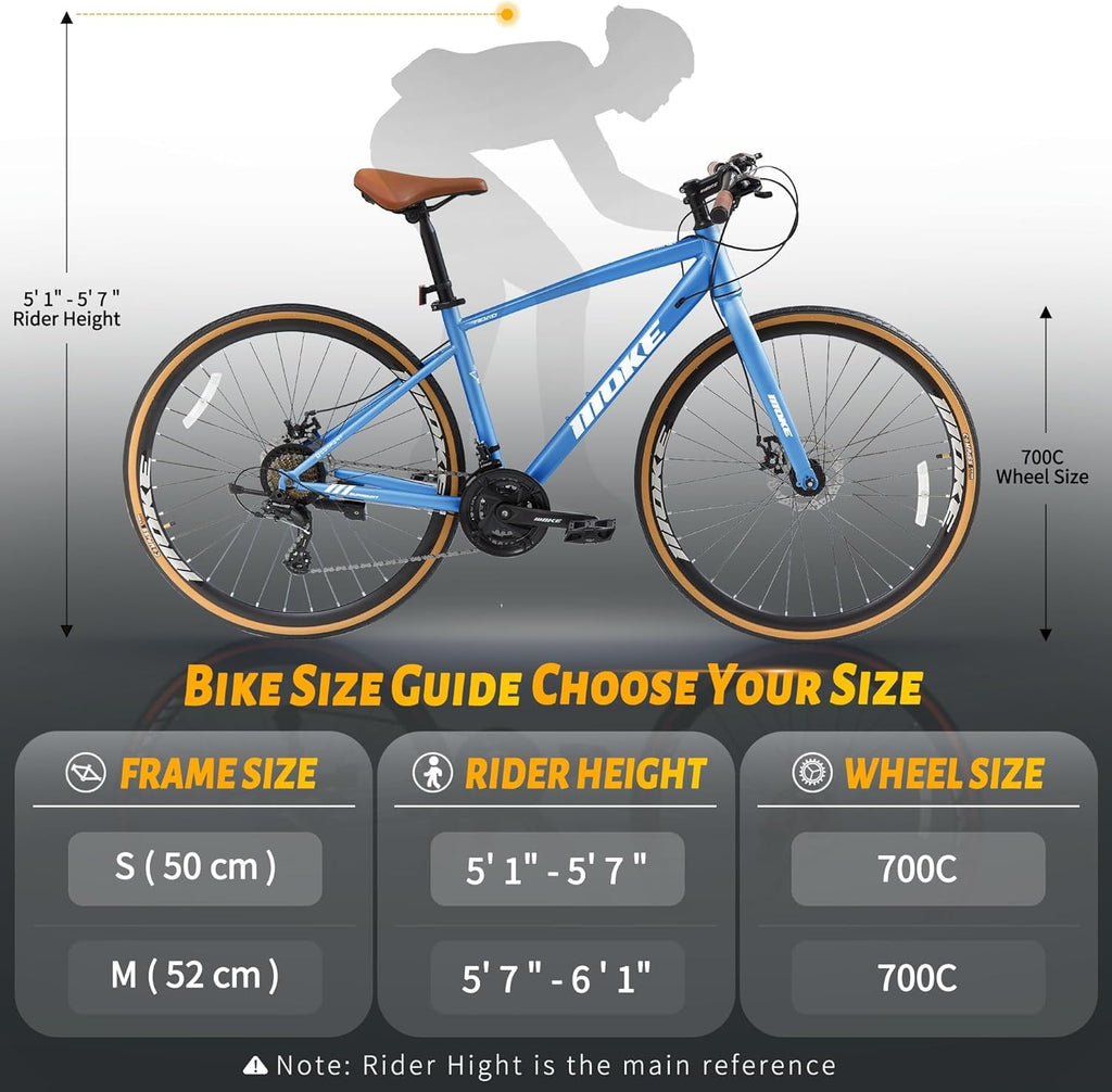 Mens Road Bike, NEORIVER 700C 24-Speed Hybrid Bike for Adults, Features Dual Disc Brakes, Trigger Shifting, Internal Wiring & Lightweight Frame for City Commuting