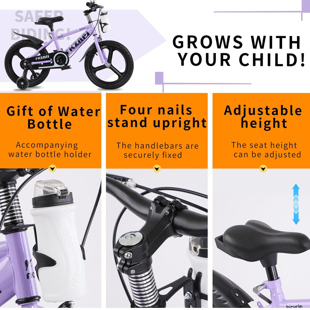 18 inch Kids Bike for Boys and Girls, SHINPT Kids Bicycle with Training Wheels, Bicycle for Kids Ages 5-9 , 18 Boys Bike with Adjustable Saddle&Handlebar, Girls Bike for Kids for Outdoor, Park
