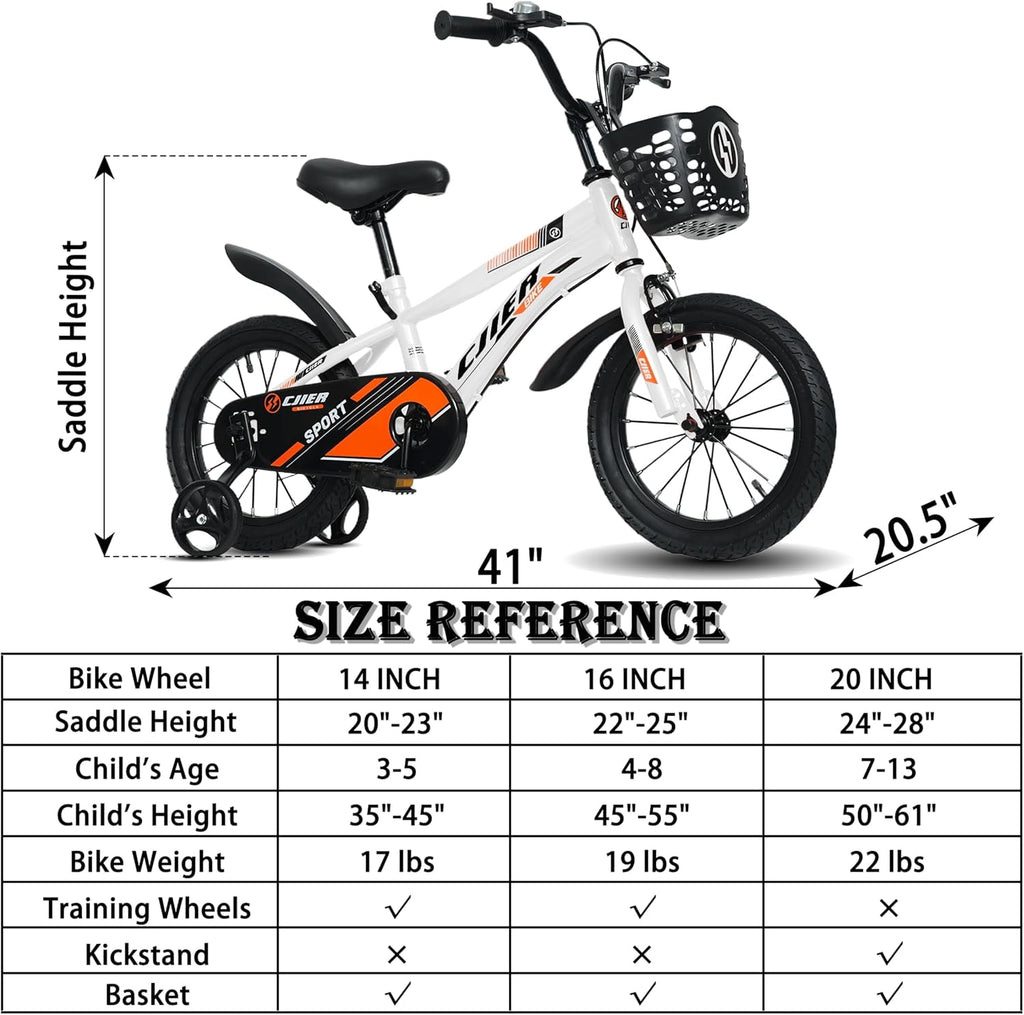 14 Kids Bikes for Girls and Boys, DEYGIA Kids' Bicycles with Training Wheels, Ages 3-5 Years