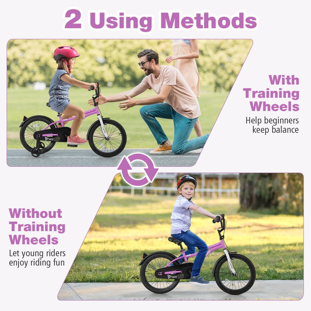 Costway 12 Kids Bike for 3-4 Years Old Boys & Girls with Adjustable Seat Handbrake Reflectors Blue