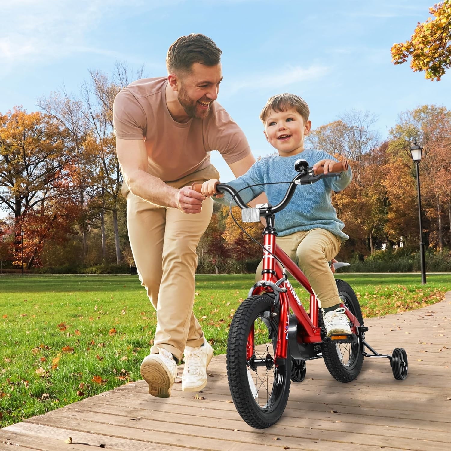 Marknig Kids Bike for Boys & Girls, 14 16 18 Inch Children's Bicycle for Ages 3-9 Years with Training Wheels and Adjustable Seat,Blue