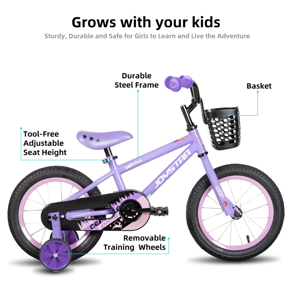 JOYSTAR Cervine 14 inch Kids Bike for Boys and Girls, Children Bicycle in Pink