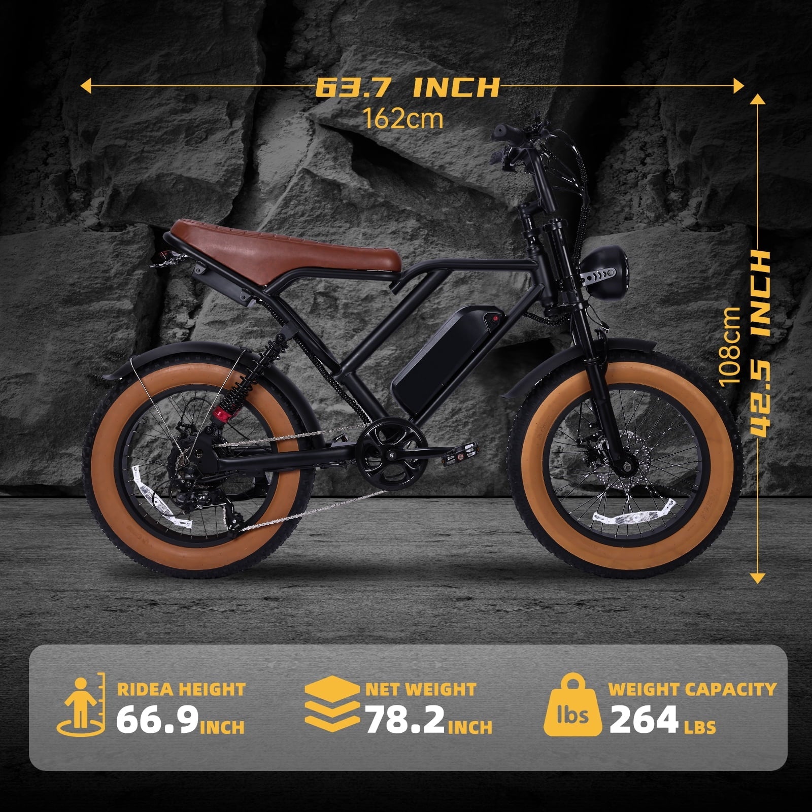 UL2849 Electric Bike for Adults - Peak 2000W Motor, 20x4 Fat Tire,48V/25AH, Full Suspension, 7-Speed