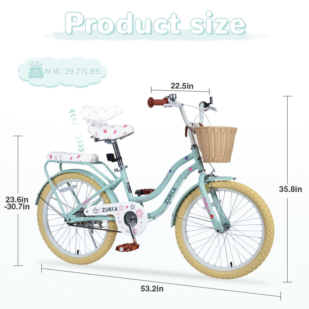 20 inch Girls Bike for 7-10 Years Old Kids, SHINPT Kids Bicycle with Basket & Lightweight, Comfortable City Bikes with Rear Rack and Basket, Pink