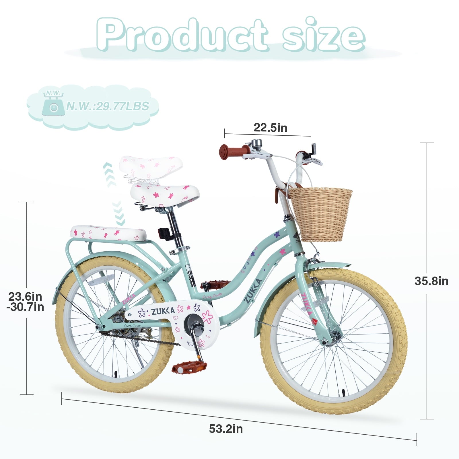 20 inch Girls Bike for 7-10 Years Old Kids, SHINPT Kids Bicycle with Basket & Lightweight, Comfortable City Bikes with Rear Rack and Basket, Pink