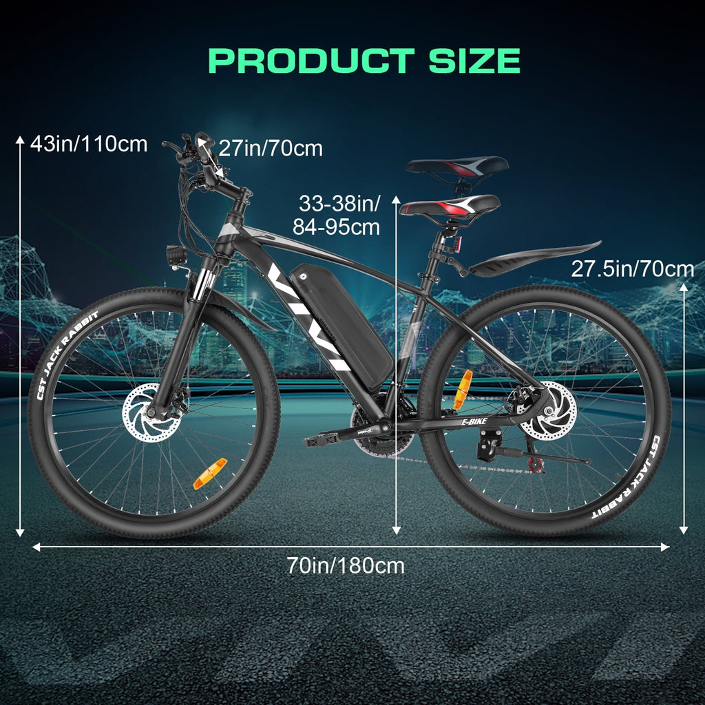 Vivi Electric Bike for Adults 27.5 Electric Mountain Bike 48V 500W High-Step Electric Bike 21 Speed Adult Commuter Bike 19.8MPH with Cruise Control, UL2849 Certified