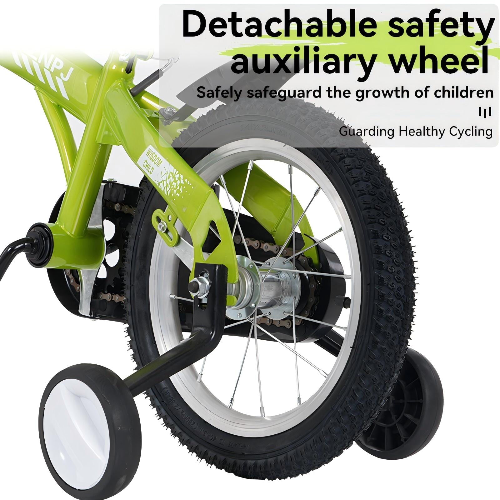 16 Kids Bicycle with Training Wheels Single Speed Sporty Kids Bike for Boys Girls Aged 4-7 Years, Green