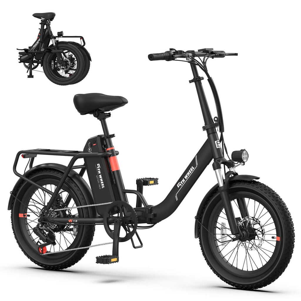 5TH WHEEL W11B 20 Fat Tire Electric Bike, 500W Foldable Adult E-bike with 48V 15.6Ah Removable Battery, Electric Bicycle with 7 Speed, UL2849