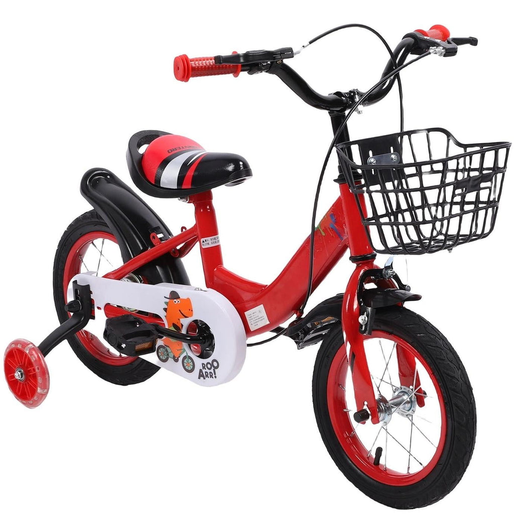 12 inch Kids Bike with Training Wheels, Children Bike with Adjustable Handlebar, Kids Bicycle for Boys Girls Toddlers Age 3-5, 2-in-1 Red Toddler Bike