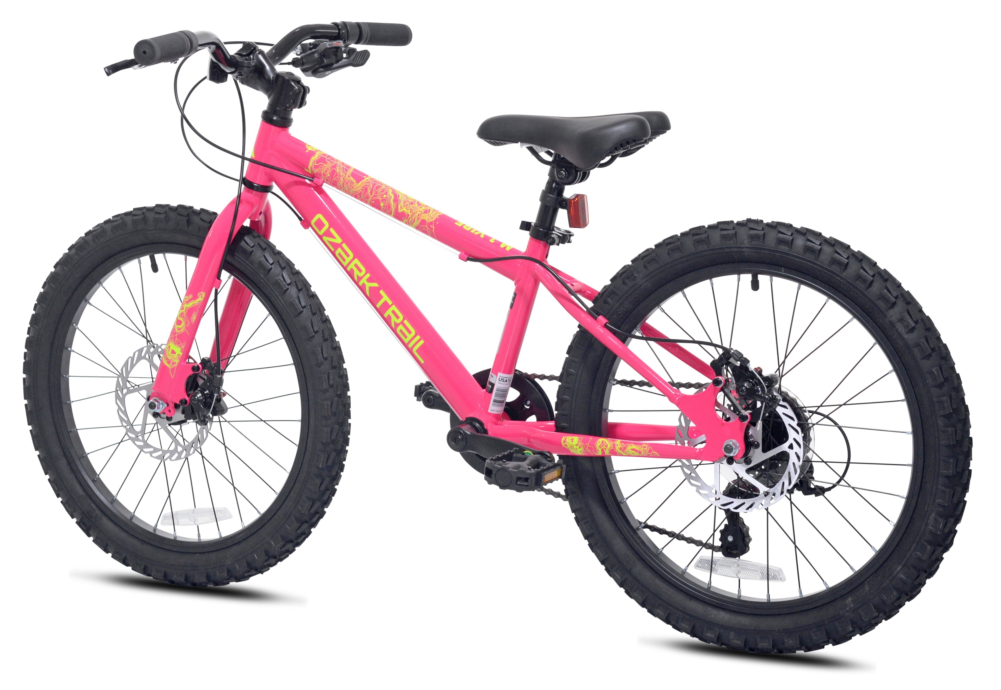 20 Ozark Trail Mountain Bike, 7 Speed, Fits Rider 3'11-4'4, Pink, Child/Tween/Teen, Unisex