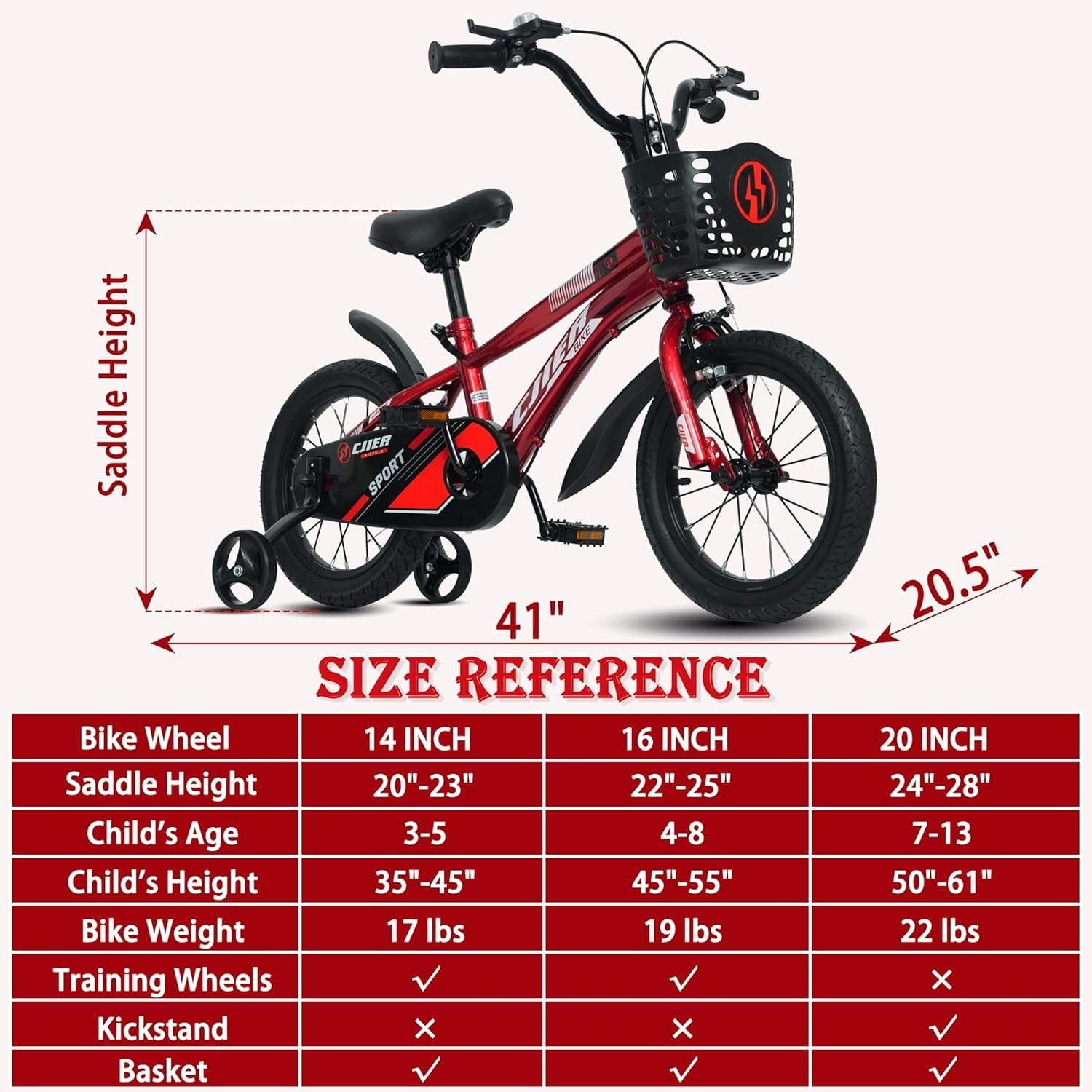 14 Kids Bikes for Girls and Boys, DEYGIA Kids' Bicycles with Training Wheels, Ages 3-5 Years