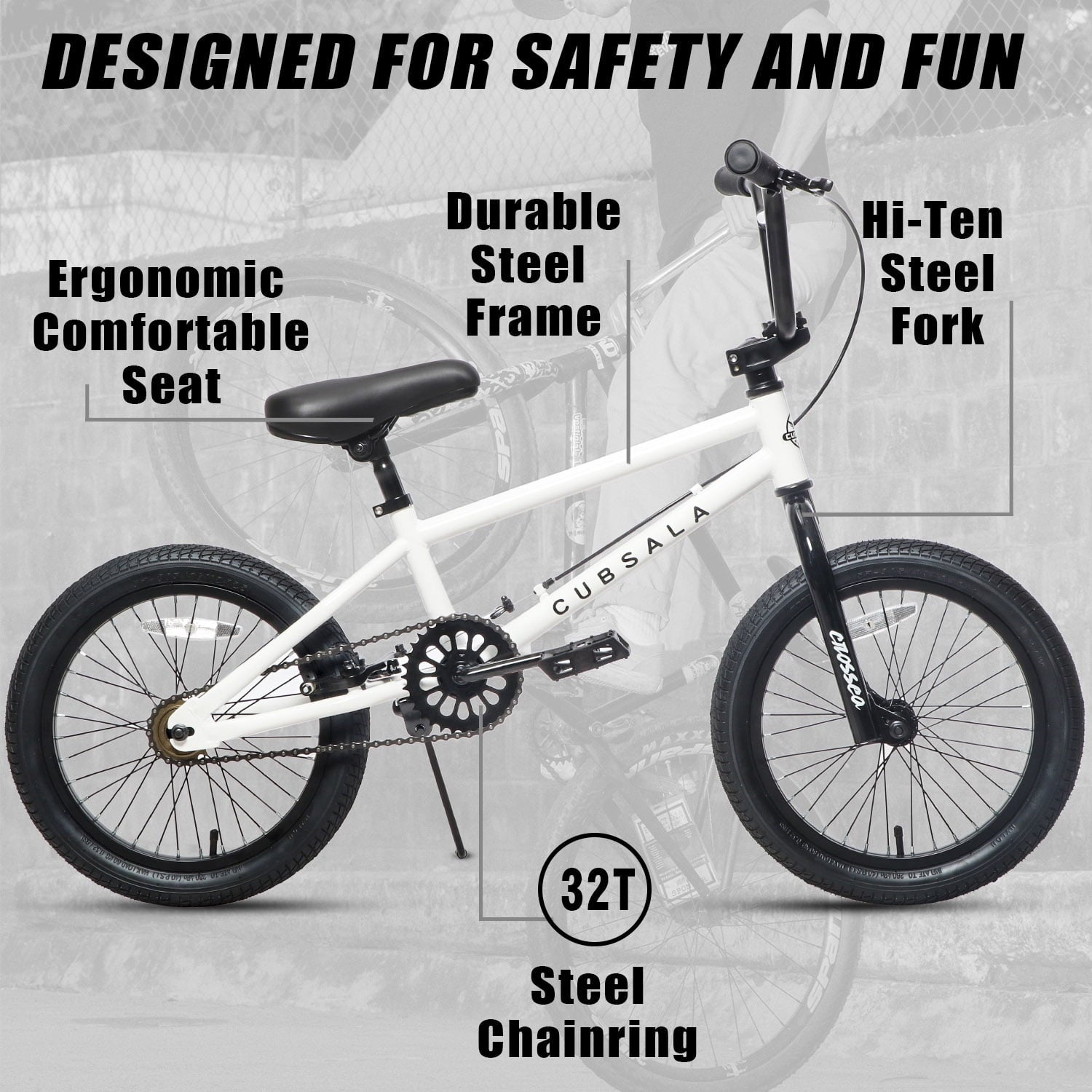 cubsala 18 in Freestyle BMX Kids Bike for Age 5-8 Years Old Boys Girls,Blue