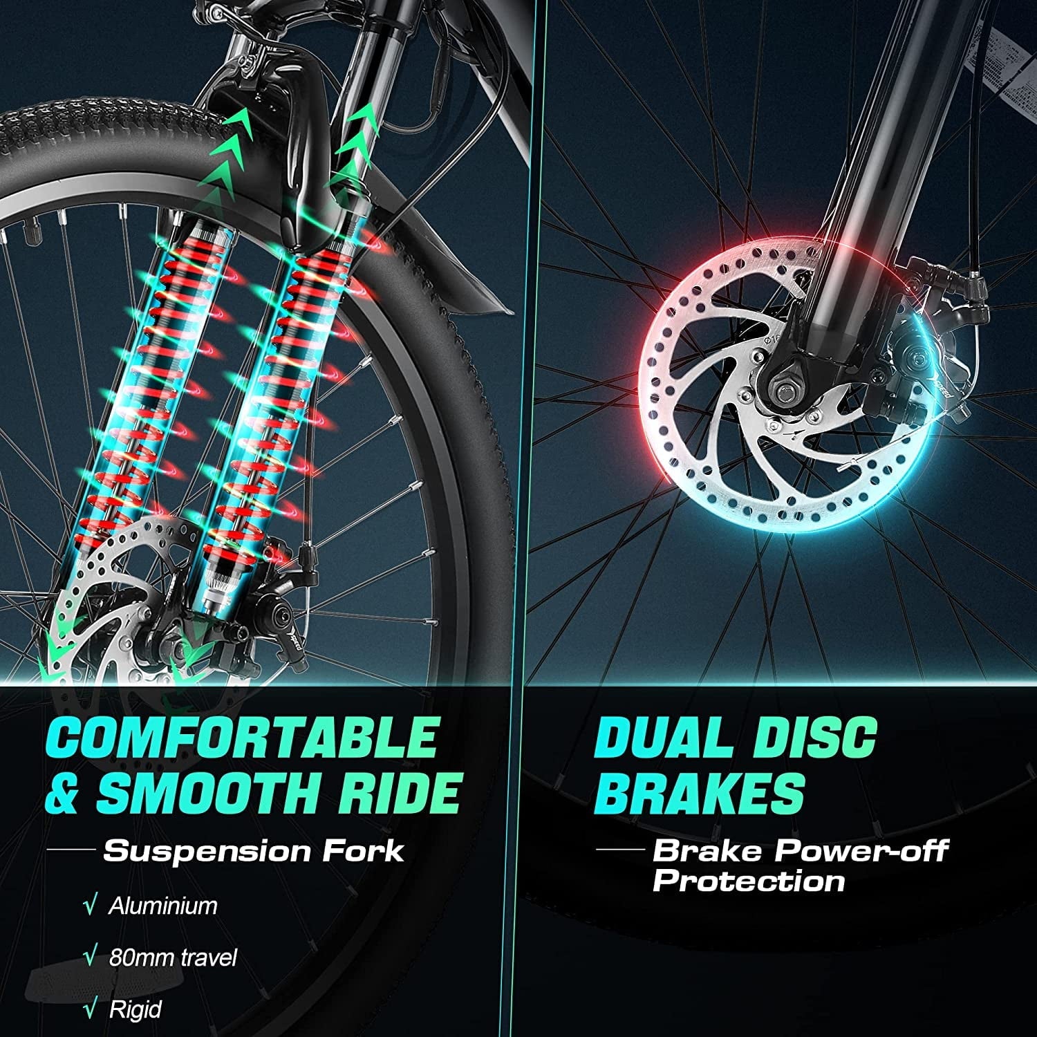 Vivi Electric Bike for Adults 26 Electric Mountain Bike 500W Cruise Control Electric Commuter Bike 21 Speed with Removable 48V Battery