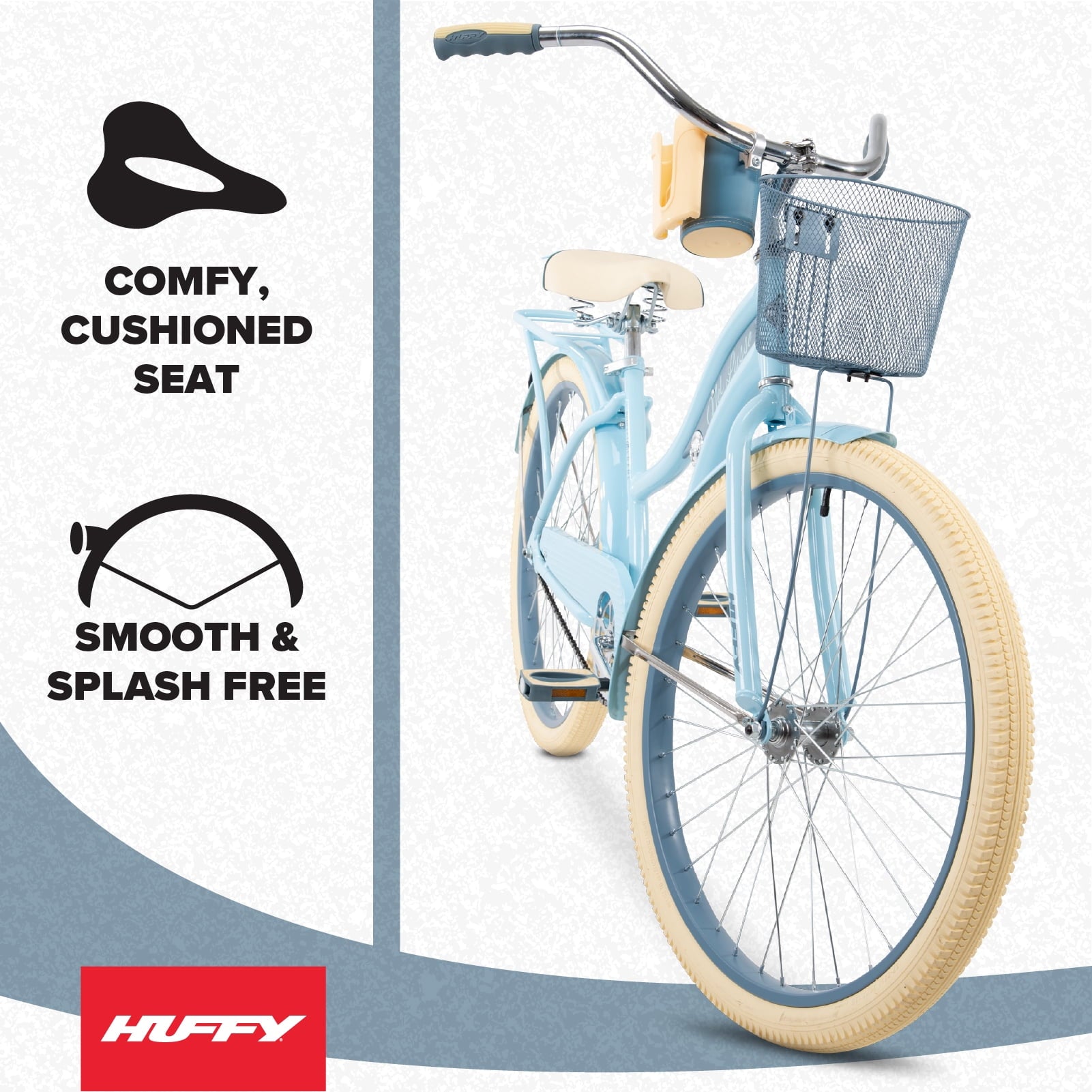 Huffy 26 Nel Lusso Cruiser Bike, Fits Riders 60+, Light Blue, Adult, Women's