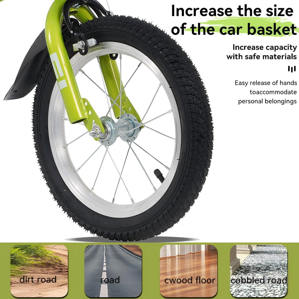 16 Kids Bicycle with Training Wheels Single Speed Sporty Kids Bike for Boys Girls Aged 4-7 Years, Green