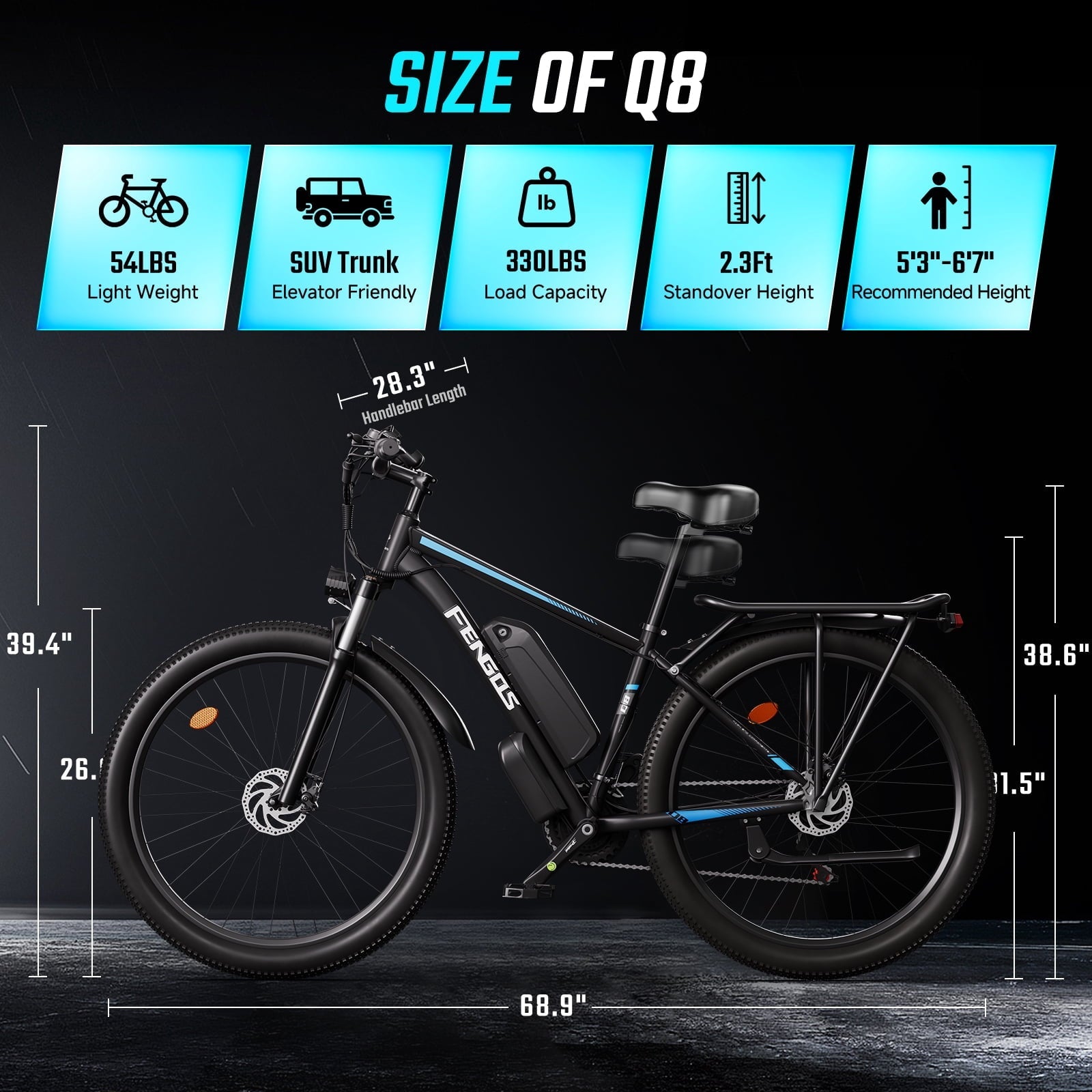 FENGQS 27.5 Electric Bike for Adults, 2000W Peak Power Motor Ebike, 35MPH 80Miles Electric Mountain Bike with 17.5AH Removable Battery-UL 2849, 21-Speed, White