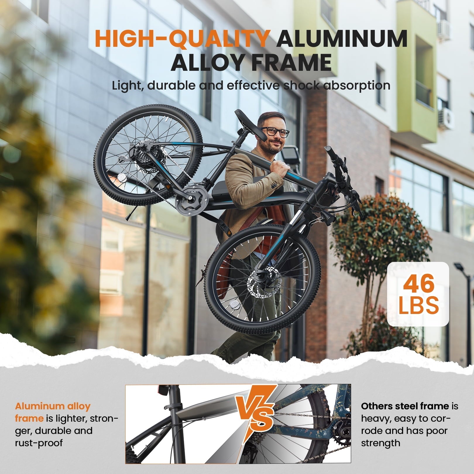 TotGuard Electric Bike for Adults, 26 Ebike 350W Adult Electric Bicycles, Electric Mountain Bike with 36V 10.4Ah Battery, Suspension Fork, Shimano 21 Speed Gears