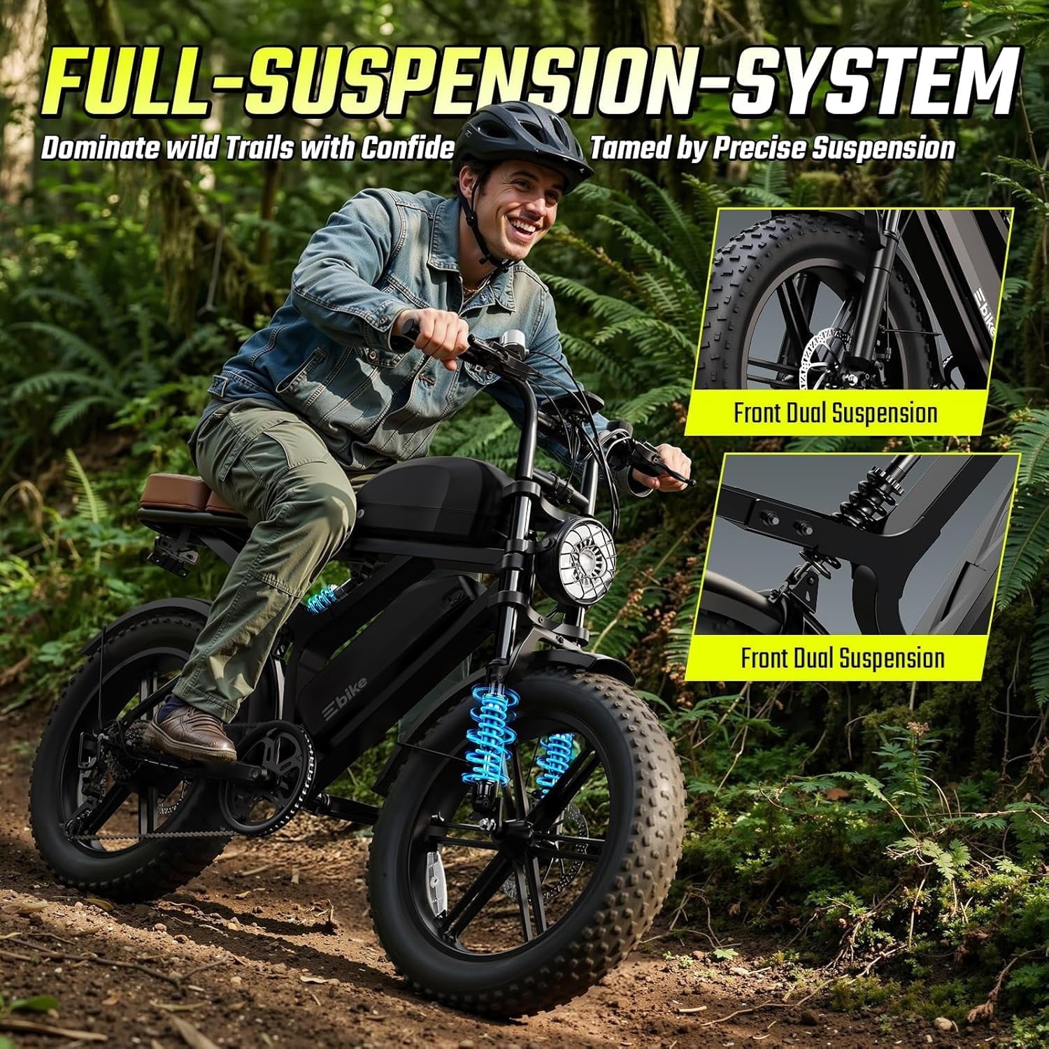 TST Electric Bike for Adults, 48V/15AH Battery, 20x4 Fat Tire, 750W Motor Off-Road E Biker, UL2849