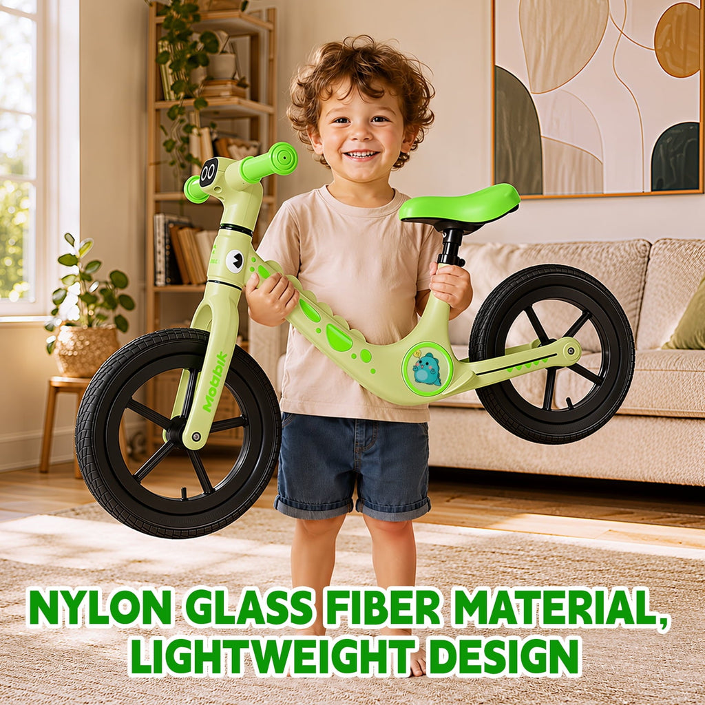 WLRETMCI 12 Kids Balance Bike, Glass Fiber Lightweight Toddler Bicycle for 2-5 Years Boys Girls, Pink