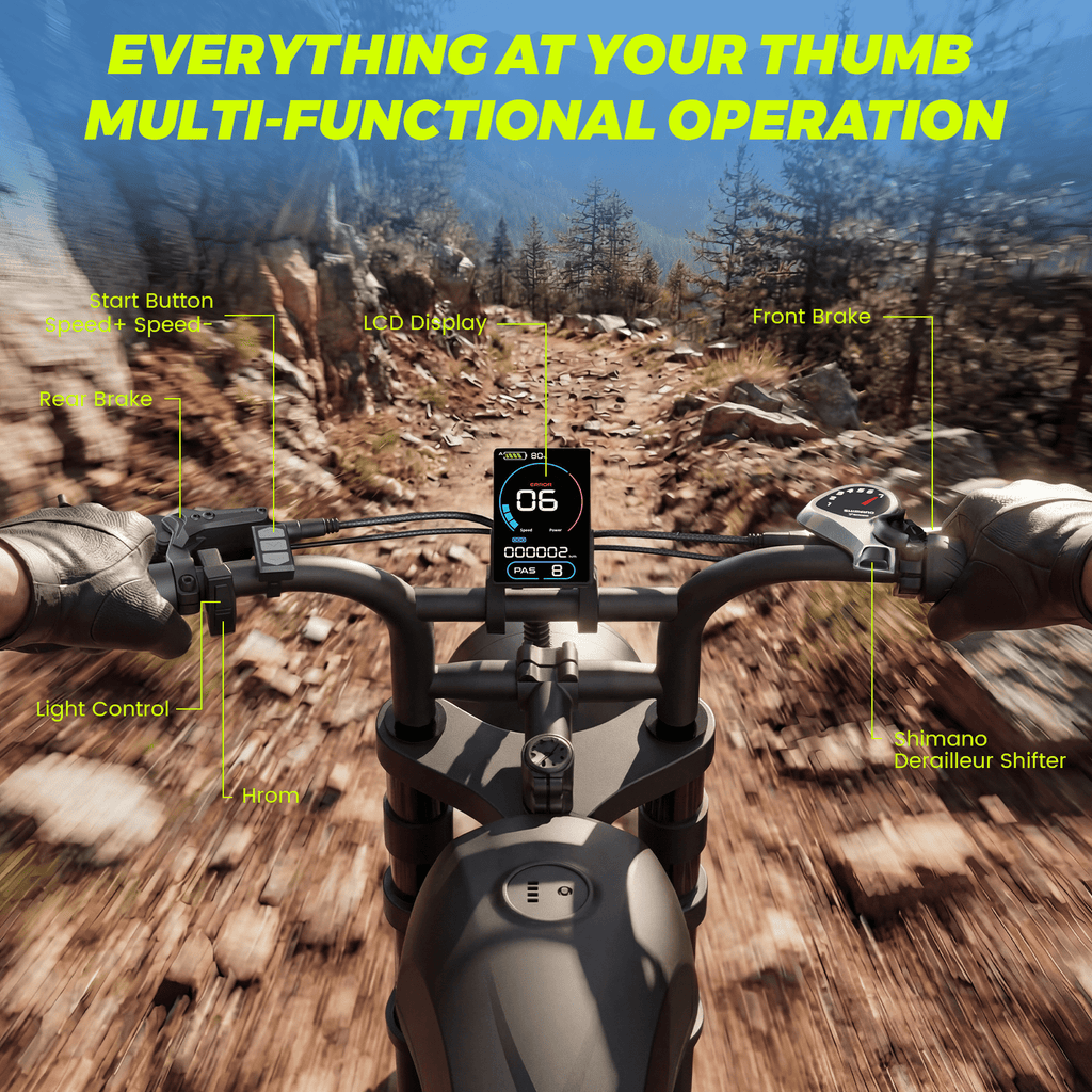 Electric Bike for Adults, 1500W Dirt Bike, 34MPH, 48V 18.9Ah E-Bike, 20 Fat Tire Off-Road Bike, All Terrain for Mountains, Snow, Sand, Road
