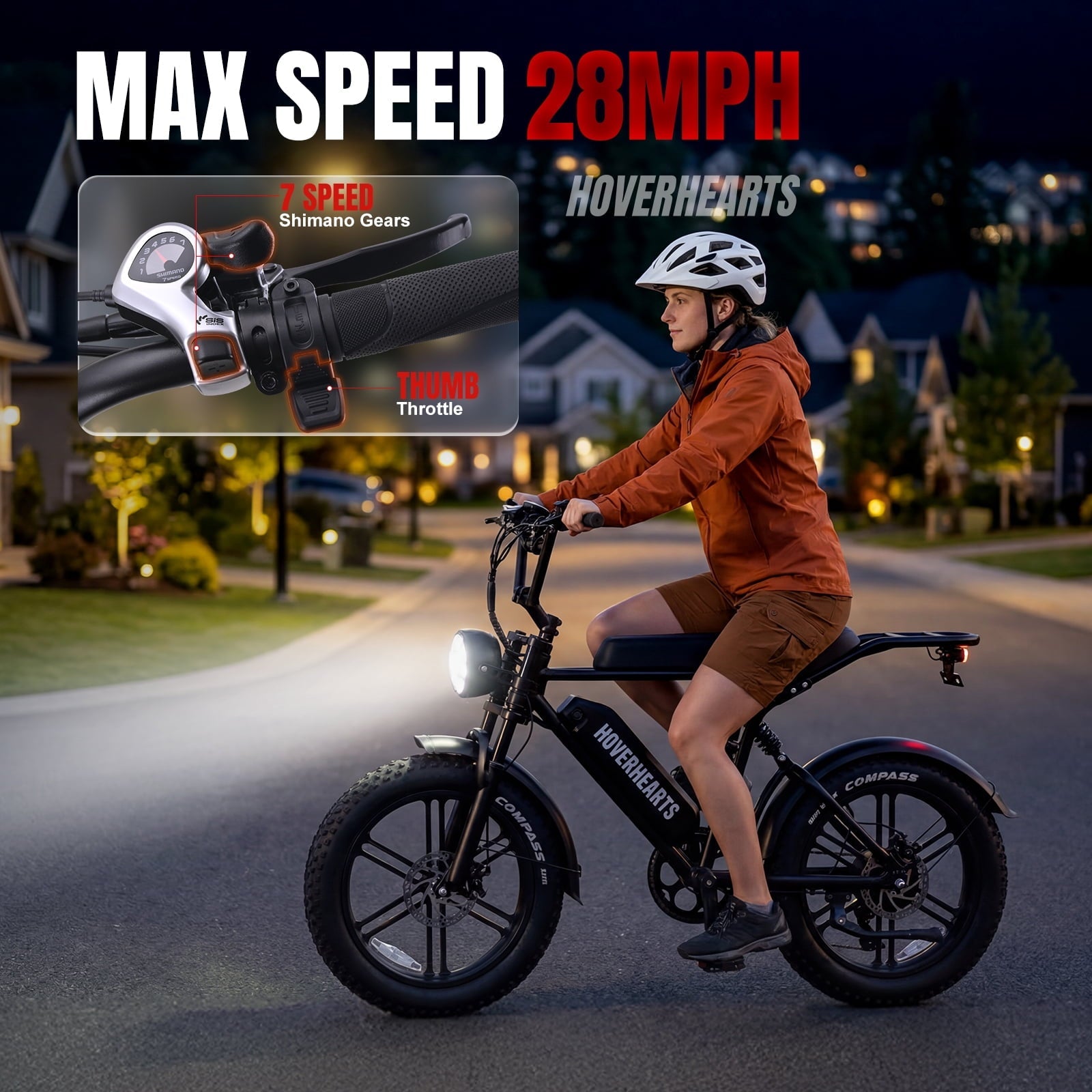 Aoemoe 20'' Fat Tire Electric Mountain Bike for Adults, 500W 48V 15Ah Battery, 28MPH High-Speed Cruiser Ebike, All-Terrain Bicycle with Front Suspension & LED Display UL2849
