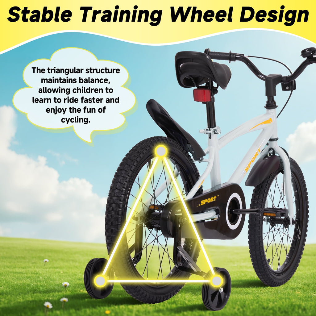 Naipo 16 Inch Kid Bikes for Boys and Girls Kid Bicycles with Kickstand and Training Wheels Boys Bike Gray-Orange
