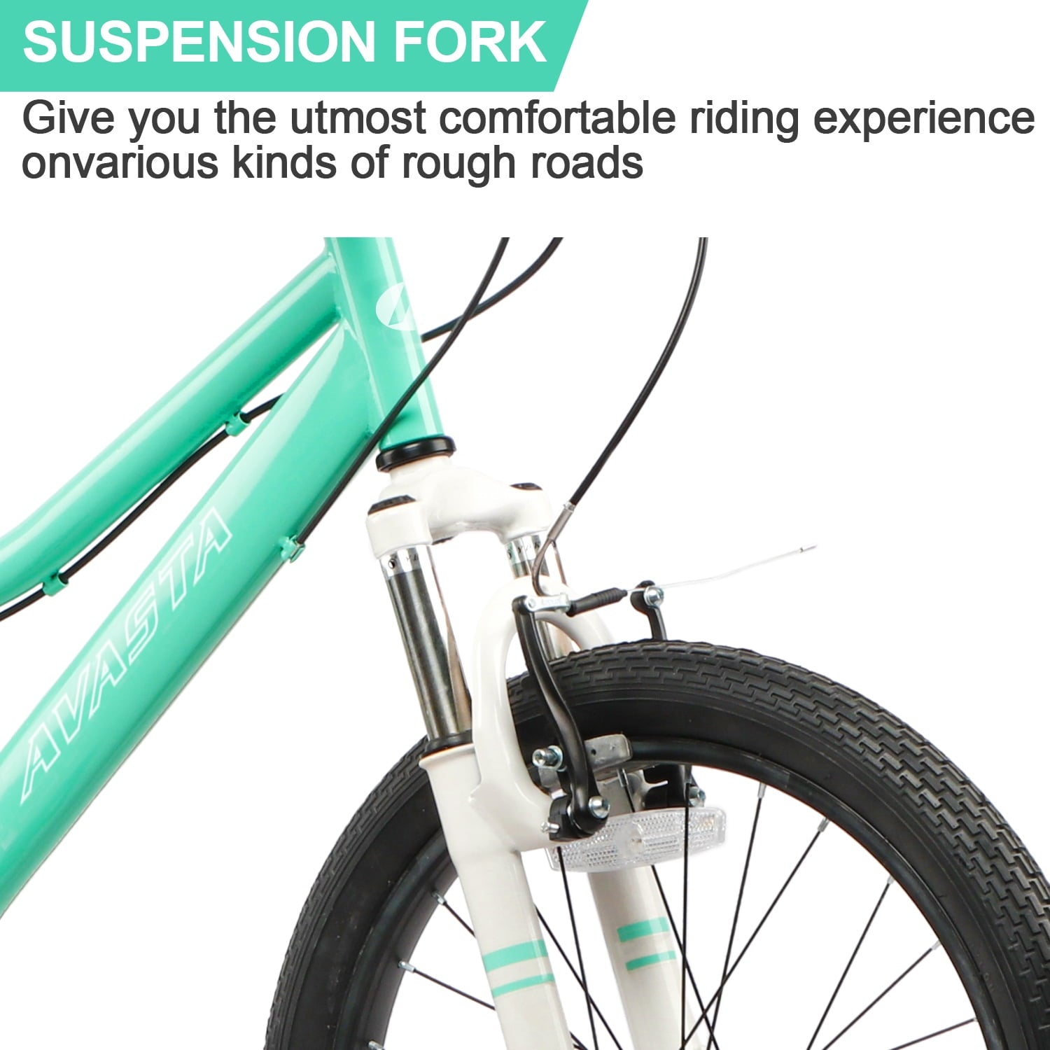 AVASTA 20'' Big Kids Mountain Bike for Age 6 7 8 9 10 11 12 Years Old Boys Girls Teen with Suspension Fork Front & Rear Dual Hand Brakes 6 Speeds Drivetrain, Cyan