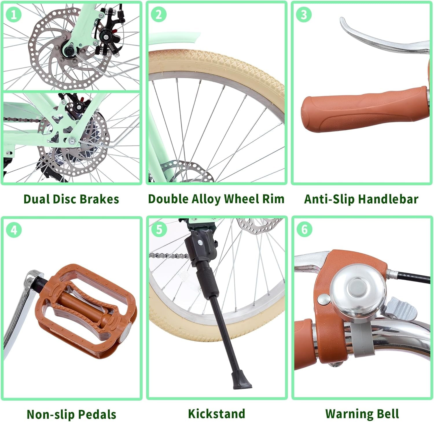 24 Beach Cruisers for Women, Pipleo Bikes for Women with Rattan Basket, 7-Speed & Step-Through Frame