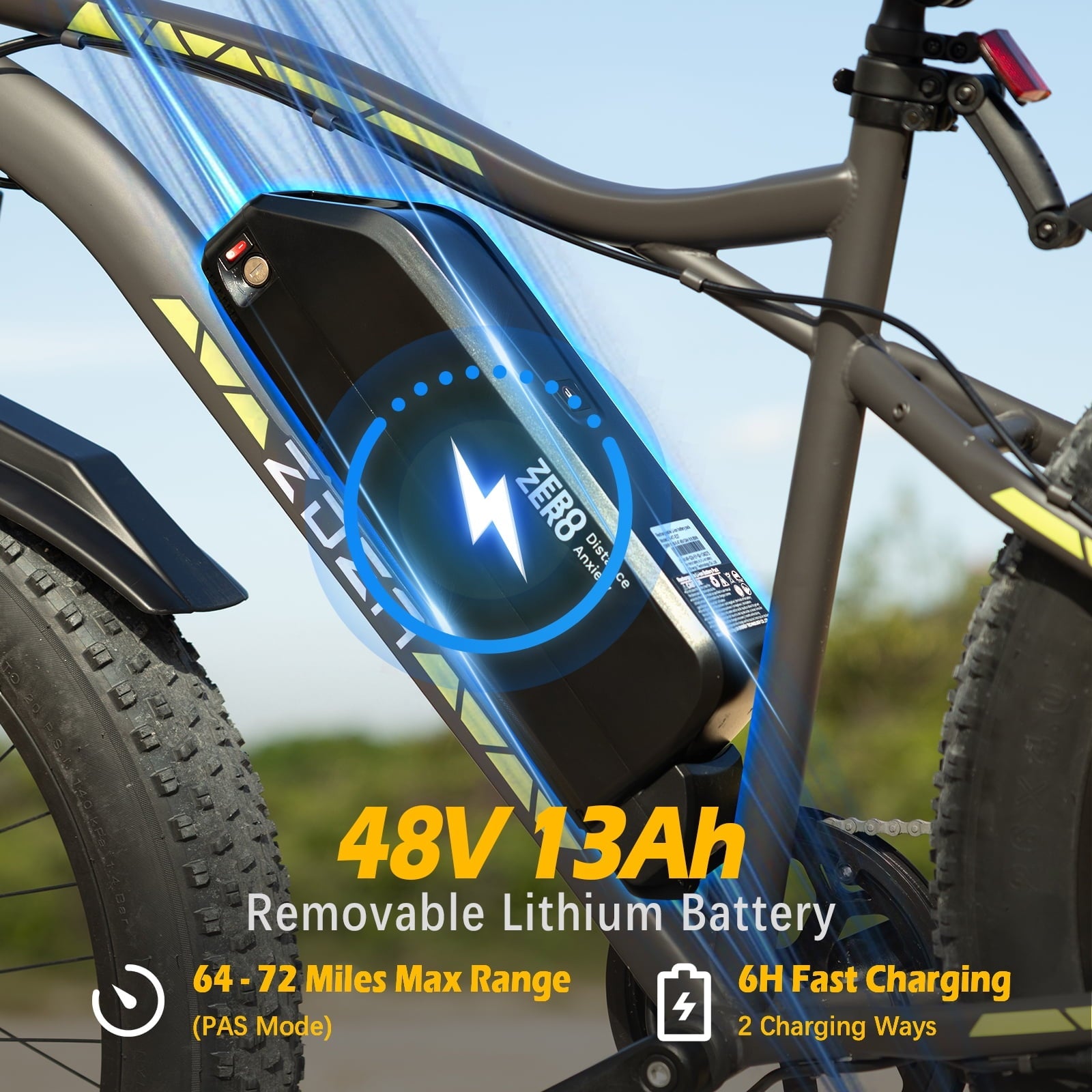 ZDZA Electric Bike for Adults, Peak 1500W Motor E-Mountain Bicycle, 26 Fat Tire 28mph Ebike, 48V 15Ah Removable, Dual Suspension with Shelf UL2849, Black