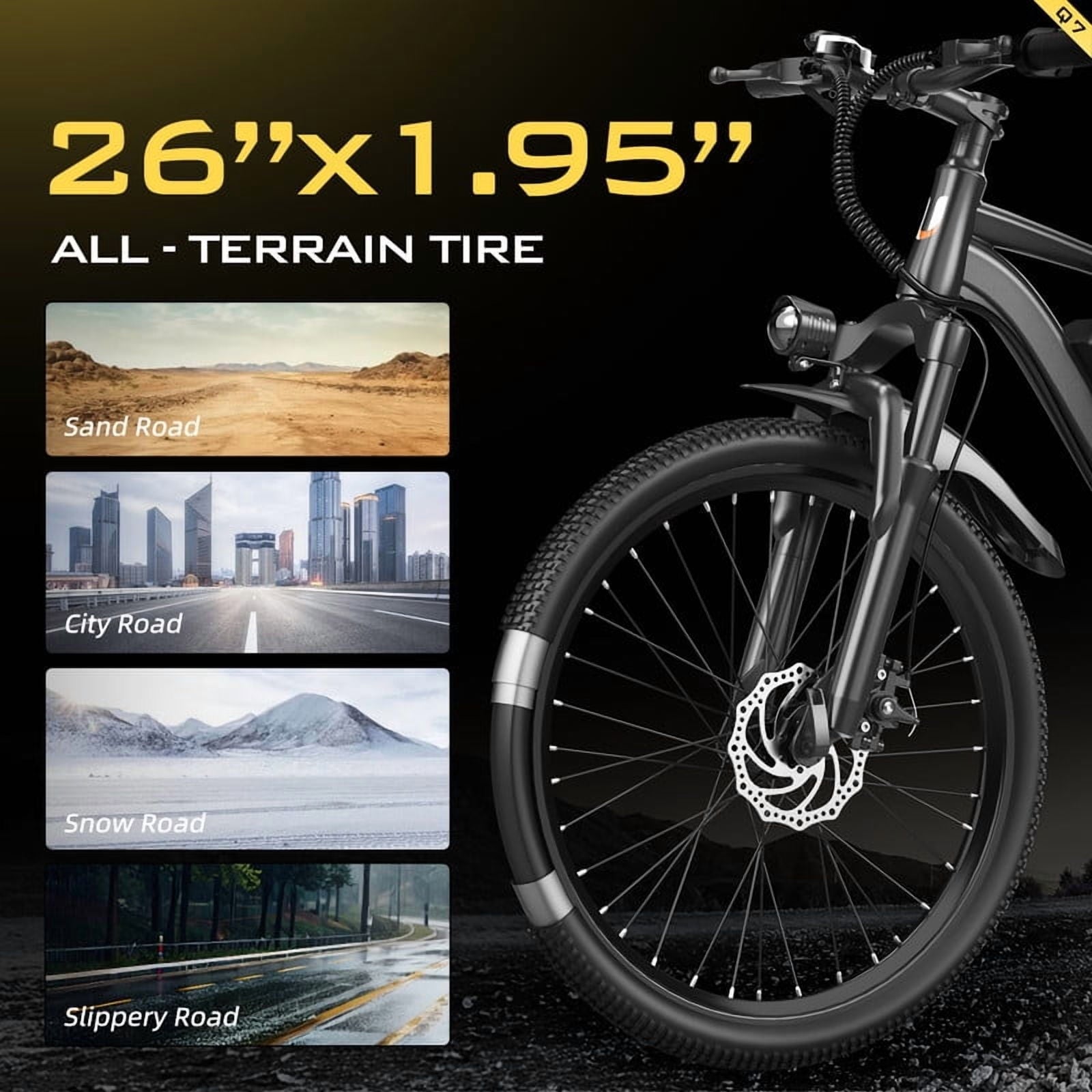 Aairsk 400W Electric Bike, 26'' Mountain Ebike with 36V 10Ah Removable Lithium Battery, Top Speeds 22Mph, Shimano 7-Speed