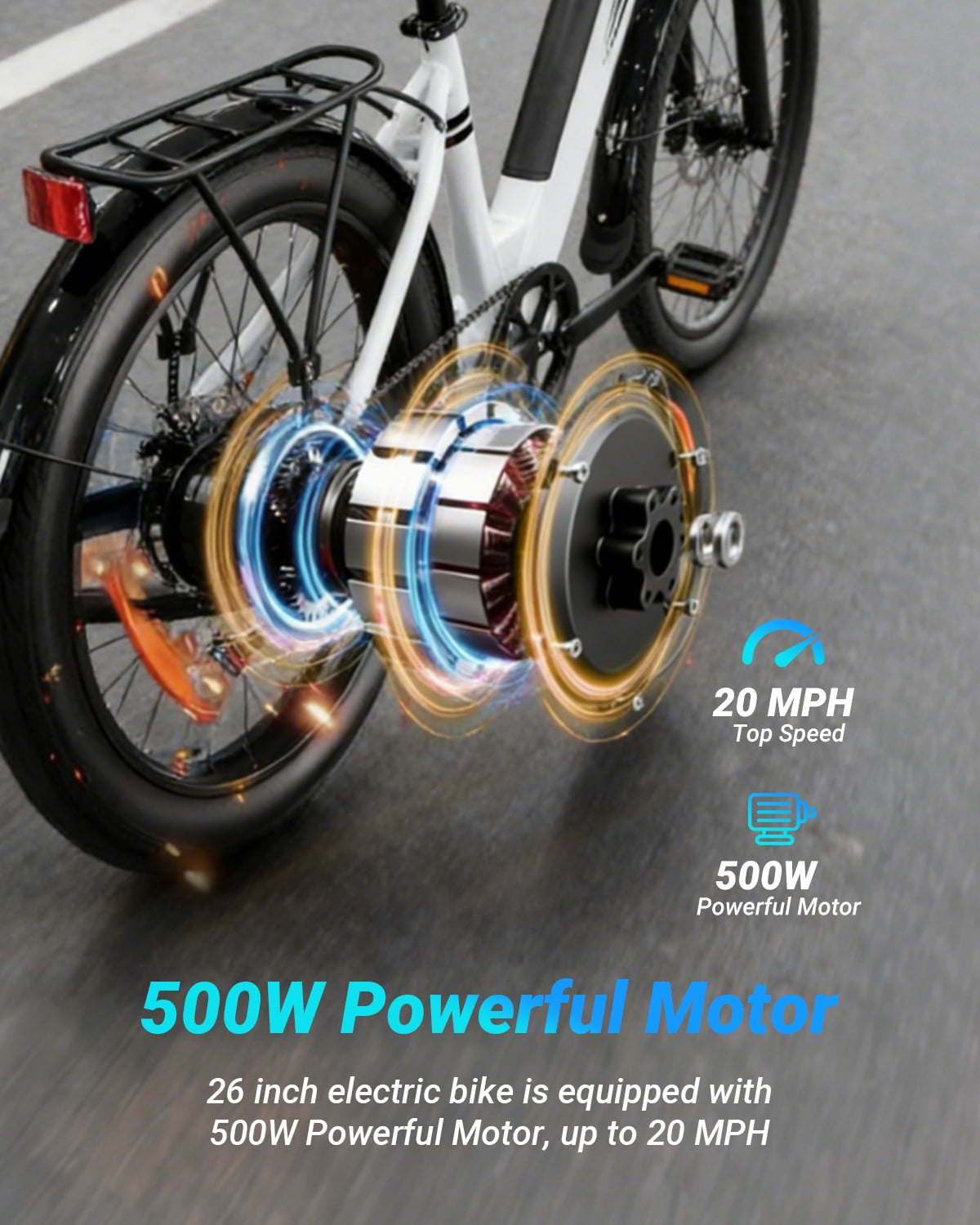 DYU C7L Electric Bike for Adults, 26 Peak 1000W Motor Ebike, 48V 10.4Ah Removable Battery, 45 Miles Max 20MPH, 7 Speed Electric Bicycle UL2849