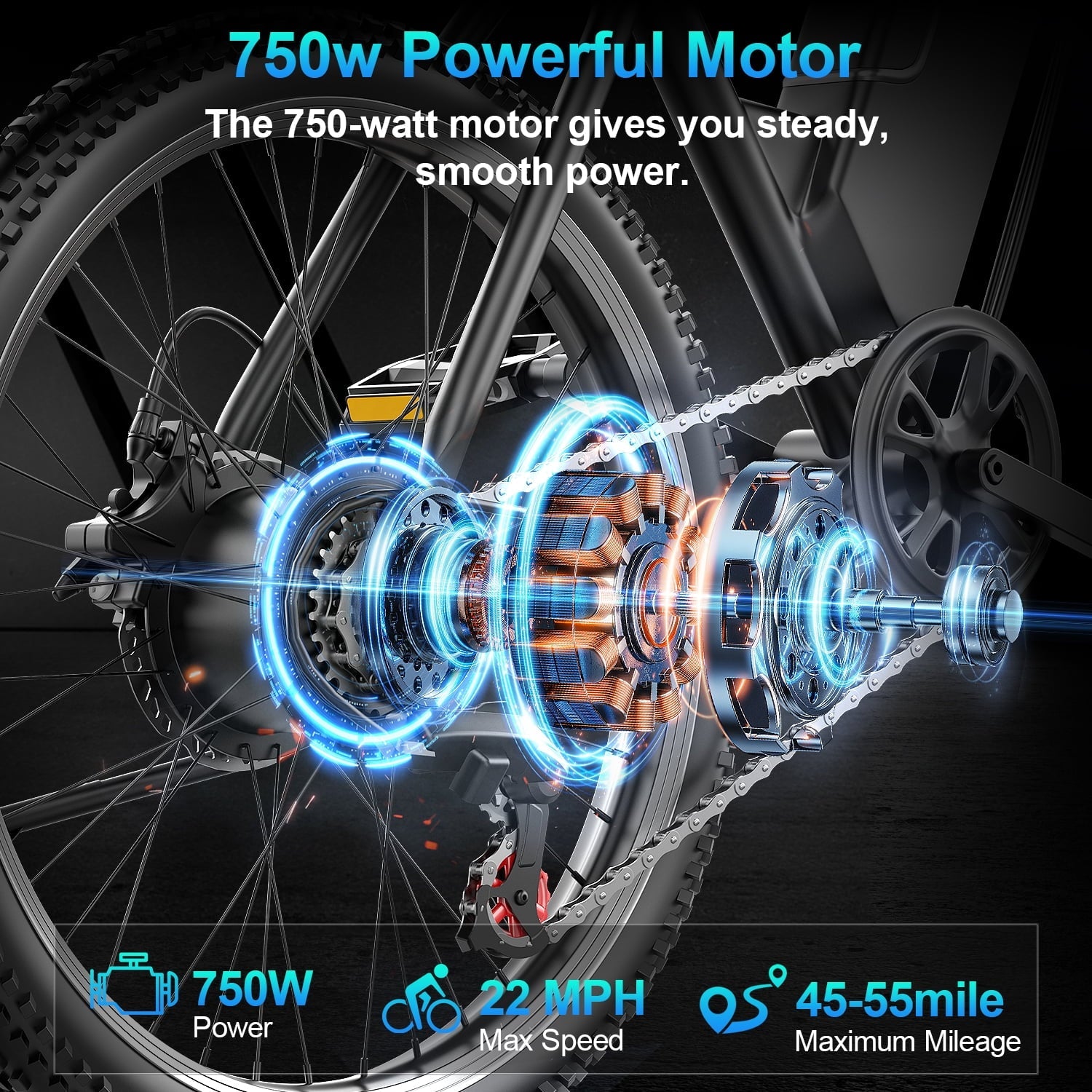 F26-1500W Off-Road Electric Bike, 26 Tire 55 Miles Electric Bike ,48V 10.5 Internal Battery, Top Speed 30MPH, Professional 7 Speed  .Adult electric bicycle .UL2849