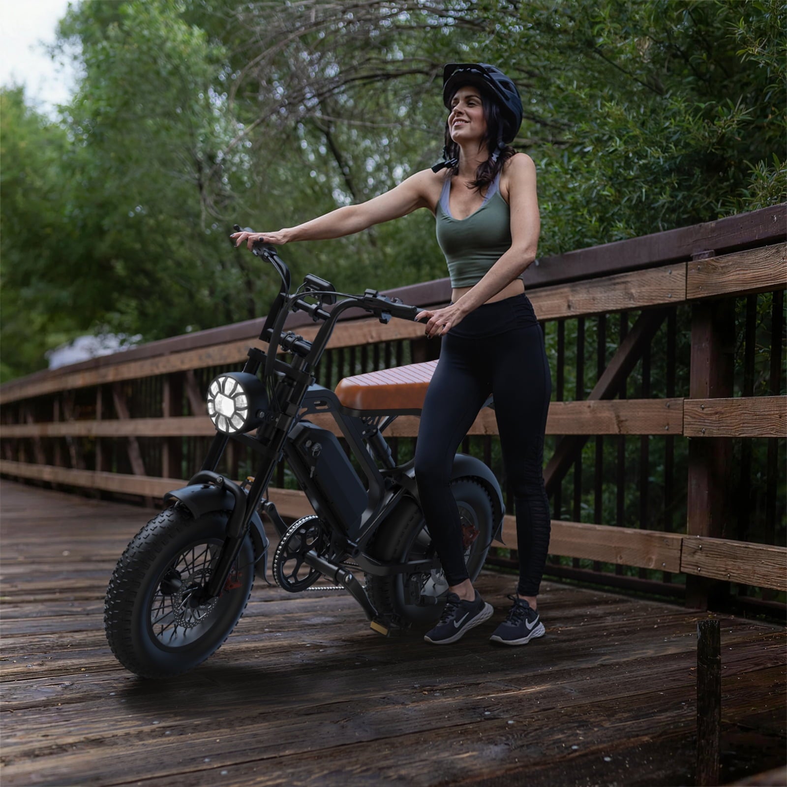 1200W Off-Road Electric Bike for Adults, 48V 18AH Removable Battery, 16 Wide Tires, 5-Speed Transmission, Dual Disc Brakes & Spring Suspension